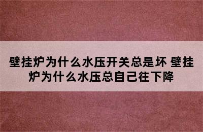 壁挂炉为什么水压开关总是坏 壁挂炉为什么水压总自己往下降